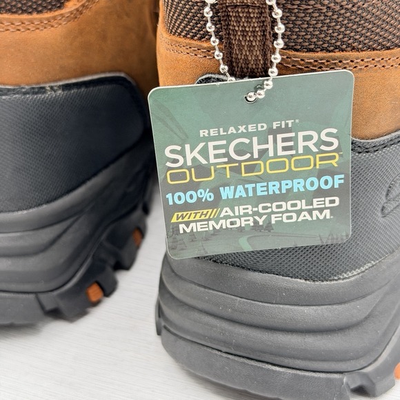 Skechers Waterproof Hiking Boots Men's 9.5 Brown Leather Outdoor Trail 204910 - Picture 13 of 14